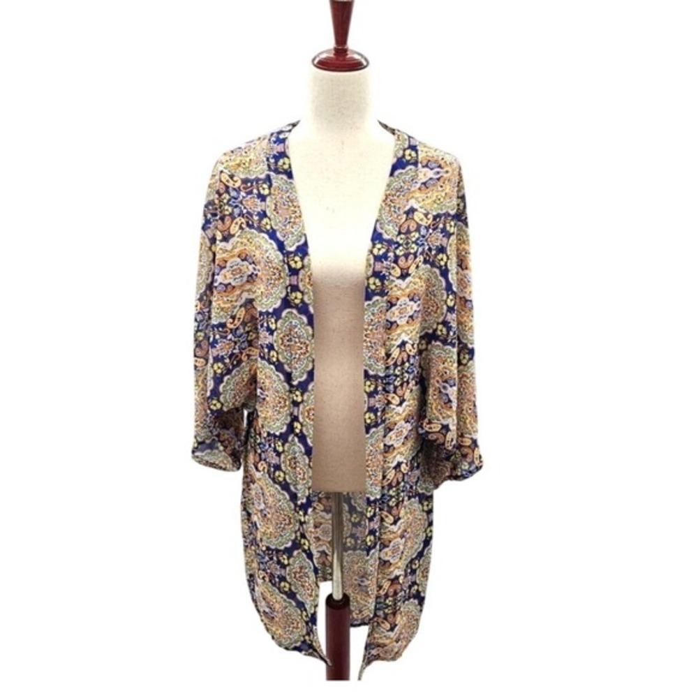 Streetwear Society Paisley‎ Kimono Cardigan Blue Yellow Orange Women's S P C